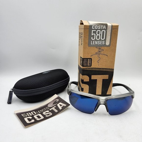 Costa Ansil AN 18 OBMP 580 Lenses Polarized Sunglasses Blue Mirror Lenses Case